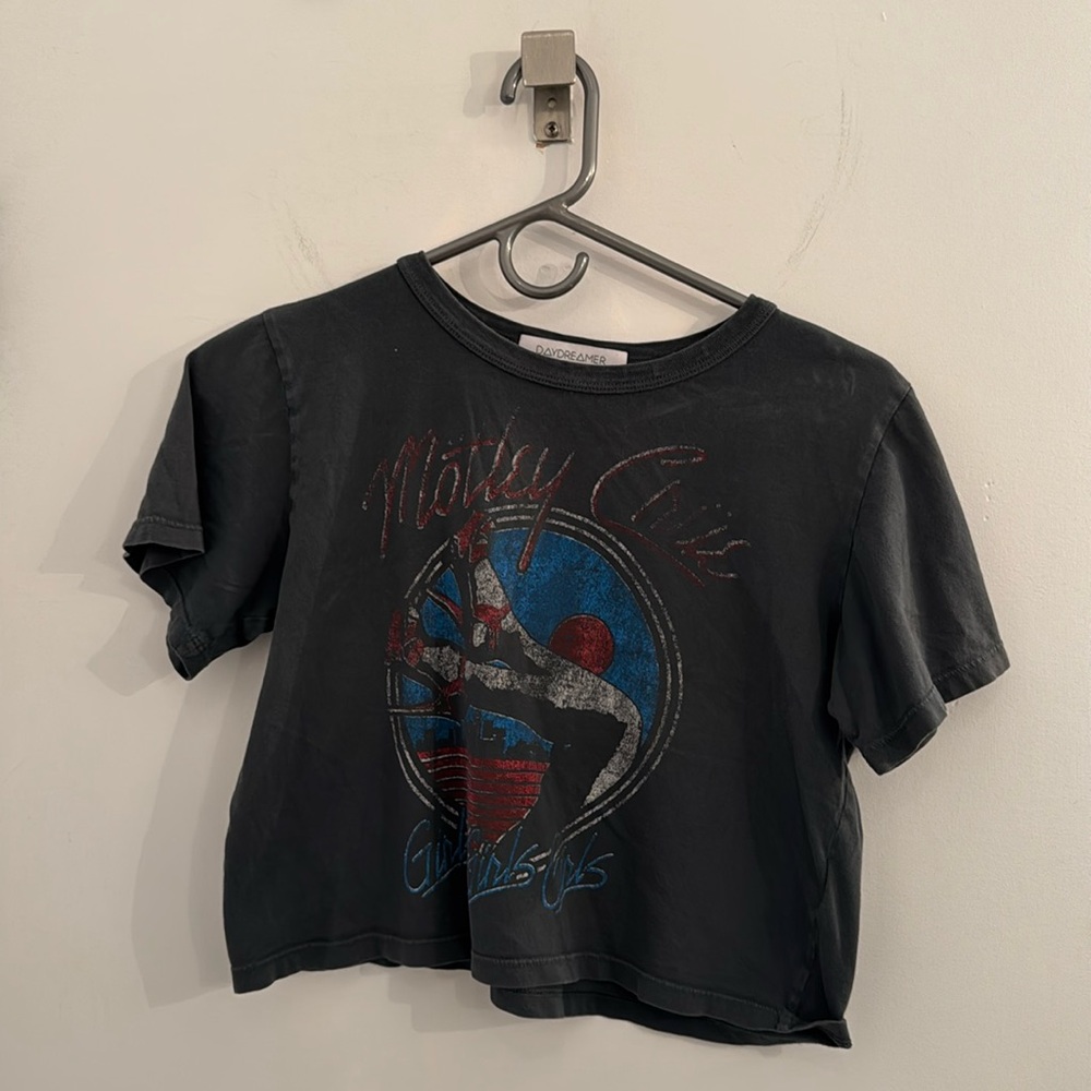 Daydreamer Black Crop Tee with Blue and Red Graphic